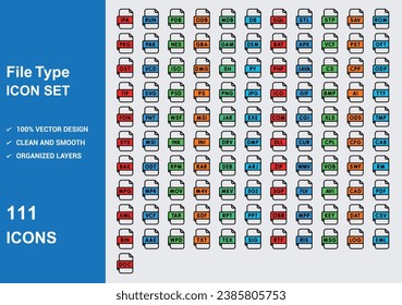 file type style Icons with White Background Free Vector