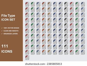 file type style Icons with White Background Free Vector