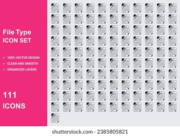 file type style Icons with White Background Free Vector