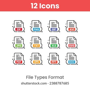 File types format icons set 