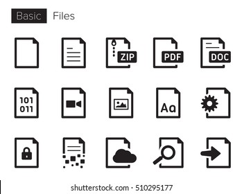 File types, formats Vector icons set