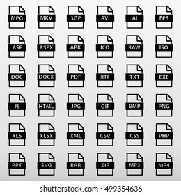 File Types Icons Set Vector Illustration