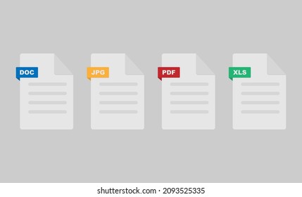 File types icons.Vector illustration isolated on white background.Eps 10.