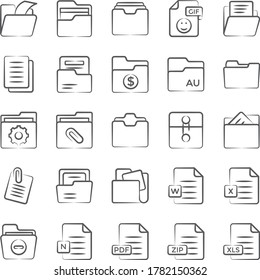 File Types Line Icons Set