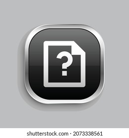 file unknow line icon design. Glossy Button style rounded rectangle isolated on gray background. Vector illustration