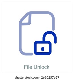 File Unlock and document icon concept