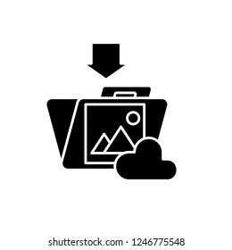 File upload black icon, vector sign on isolated background. File upload concept symbol, illustration 