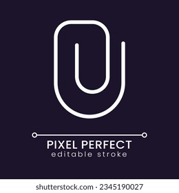 File upload button pixel perfect RGB color icon for dark theme. Paper clip symbol. Website for business. Simple filled line drawing on night mode background. Editable stroke. Poppins font used