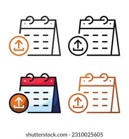 File upload date icon design in four variation color