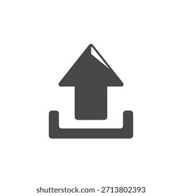 Icono de Cargar de archivos con flecha apuntando hacia arriba en un cuadro, elemento gráfico de Vector de contorno en negrita. Envío de datos, transferencia de servidores, guardar documentos.