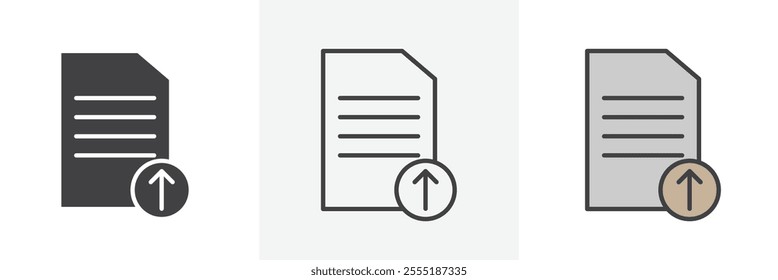 File upload icon collection in black and colored style.