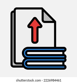 Icono de envío de archivos en estilo de línea rellenado, uso para presentación de aplicaciones móviles del sitio web