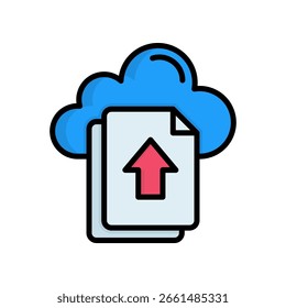 File Upload Icon Lineal Color Vector Illustration