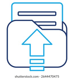 Datei Hochladen Symbol dargestellt durch Datei, Pfeil nach oben Dual Line Stil.