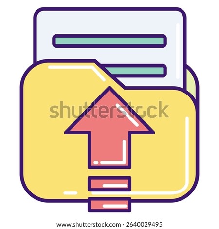 File Upload icon represented by file, up arrow Lineal Color style.