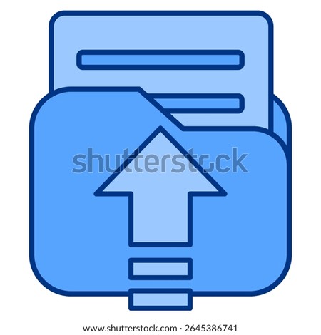 File Upload icon represented by file, up arrow Blue style.