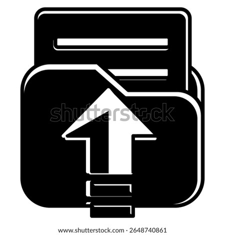 File Upload icon represented by file, up arrow Black Filled style.