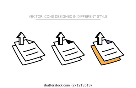 Ícone de Carregamento de Arquivo definido em estilo diferente com ilustração de plano de fundo branco