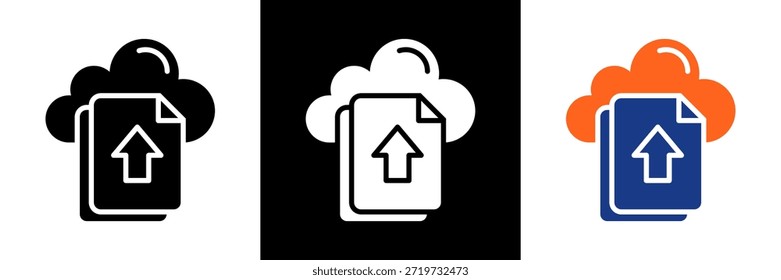 File Upload Icon Set Glyph Vector Illustration
