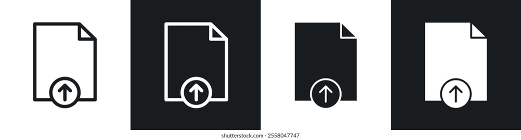 File upload icons pack in black and white filled and outlined versions.
