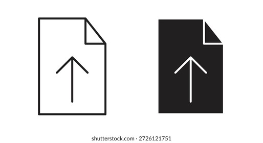 Datei-Upload-Symbole, Vektorsymbol mit editierbarem Strich und flachen Versionen