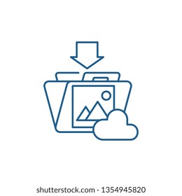 File upload line icon concept. File upload flat  vector symbol, sign, outline illustration.