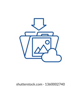 File upload line icon concept. File upload flat  vector symbol, sign, outline illustration.