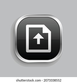 file upload line icon design. Glossy Button style rounded rectangle isolated on gray background. Vector illustration