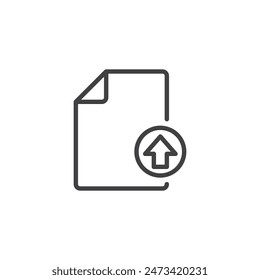 File Upload line icon. linear style sign for mobile concept and web design. Document file with an upward arrow outline vector icon. Symbol, logo illustration. Vector graphics