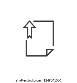 File upload outline icon. linear style sign for mobile concept and web design. Document file with arrow up simple line vector icon. Symbol, logo illustration. Pixel perfect vector graphics