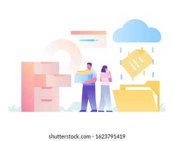 file upload and save management concept illustration