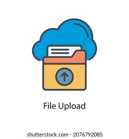 Datei-Upload Vektor Umriss-Symbol Design-Illustration. Web- und Mobile-Anwendungssymbol auf weißem Hintergrund EPS10-Datei