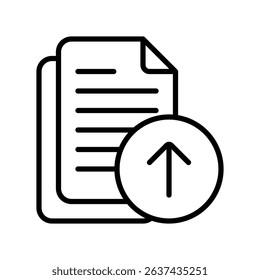 File Upload Vector for Online Workspace. Document management illustration, remote work platform concept, data transfer icon.
