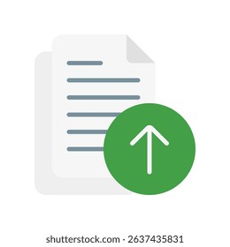 File Upload Vector for Online Workspace. Document management illustration, remote work platform concept, data transfer icon.