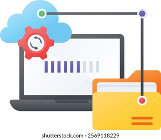 File Uploading Progress concept, Data Sync to Cloud Remote Server vector color icon design, Web hosting service Symbol, Computing machines Sign, Internet Application Management stock illustration