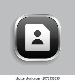 file user fill icon design. Glossy Button style rounded rectangle isolated on gray background. Vector illustration
