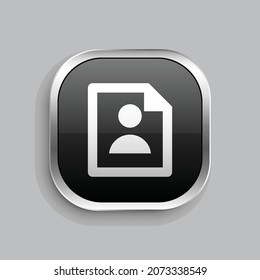 file user line icon design. Glossy Button style rounded rectangle isolated on gray background. Vector illustration