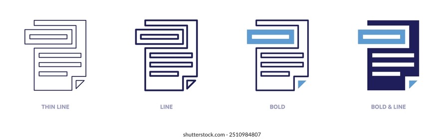 File validating icon in 4 different styles. Thin Line, Line, Bold, and Bold Line. Duotone style. Editable stroke.