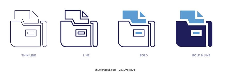 File validation icon in 4 different styles. Thin Line, Line, Bold, and Bold Line. Duotone style. Editable stroke.