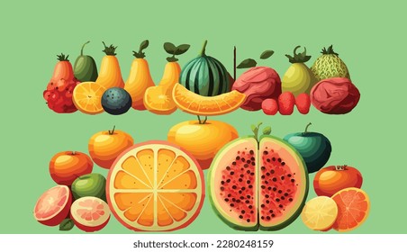 file vector set of fruits and vegetables