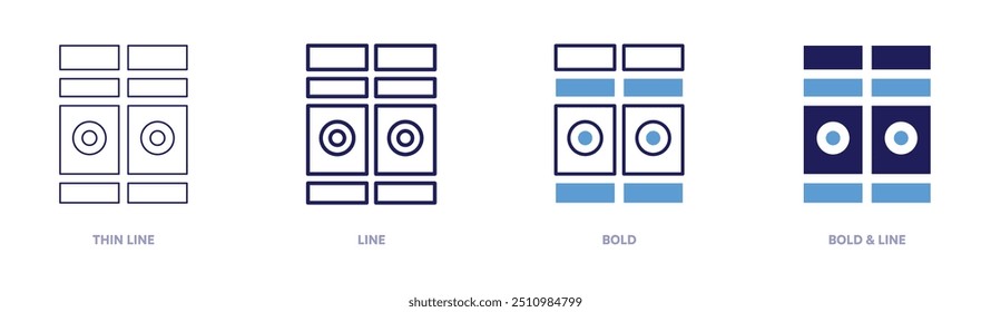 File versioning icon in 4 different styles. Thin Line, Line, Bold, and Bold Line. Duotone style. Editable stroke.