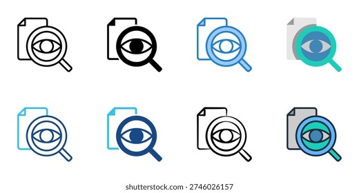 File viewer icons set multiple style collection. Editable stroke 
