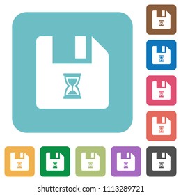 File waiting white flat icons on color rounded square backgrounds