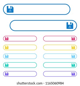 File warning icons in rounded color menu buttons. Left and right side icon variations.
