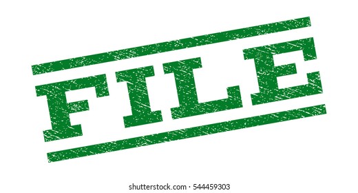 File watermark stamp. Text caption between parallel lines with grunge design style. Rubber seal stamp with scratched texture. Vector green color ink imprint on a white background.
