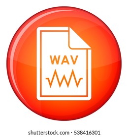 File WAV icon in red circle isolated on white background vector illustration