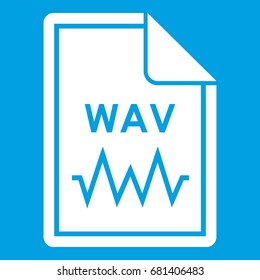 File WAV icon white isolated on blue background vector illustration