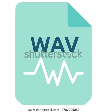 File WAV music audio format document file flat color vector illustration template design