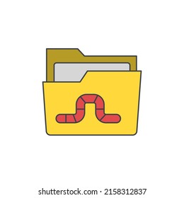 File Worm icon in color, isolated on white background 
