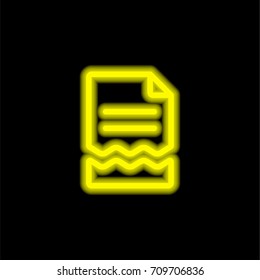 File yellow glowing neon ui ux icon. Glowing sign logo vector